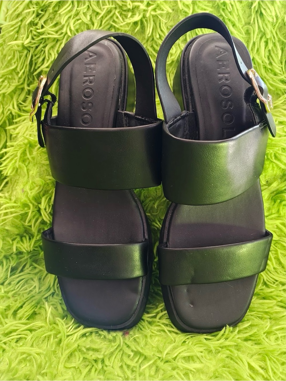 Comfy "Aerosoles" slingback square toe black sandals,9M